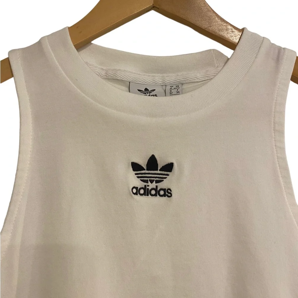 (Sold)Adidas Originals Crop Top, White & Black, Womens XS Sleeveless - Picture 3 of 7